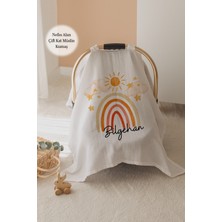 Lilabio %100 Pamuk Isme Özel Çift Katlı Müslin Puset Örtüsü - Gökkuşağı