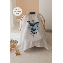 Lilabio %100 Pamuk Isme Özel Çift Katlı Müslin Puset Örtüsü -Balina