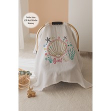 Lilabio %100 Pamuk Isme Özel Çift Katlı Müslin Puset Örtüsü - Deniz Kabuğu