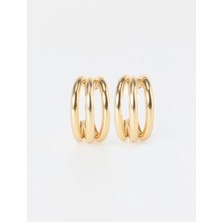 Jimmy Key Altın Rengi Sarmal Figürlü Parlak Halka Küpe