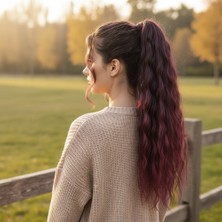 Esranın Dünyası Bağlamalı Kabarık Dalgalı At Kuyruğu - Koyu Kızıl RSPRK34-ESRDNS
