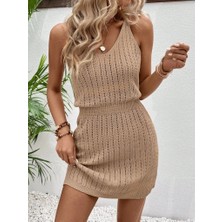 Veralya Kadın Askılı Yuvarlak Yakalı Triko Elbise