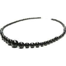 Doğal Taş Takı Dünyası Oniks Taşı Faset Kesim Süzme Dizili Siyah Kadın Kolye