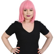 Esranın Dünyası Küt Kahküllü Fiber Sentetik Peruk - Şeker Pembe RSPRK34-ESRDNS