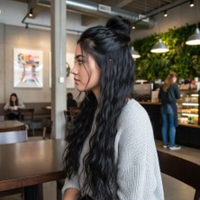 Esranın Dünyası Fiber Sentetik Kabarık Dalgalı 8 Parça Çıt Çıt - Siyah RSPRK34-ESRDNS