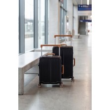 Zeplin Boxy Pc Policarbon 2'li Valiz Seti (Kabin ve Orta) Siyah-Kahve