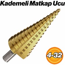 Badem10 Kademeli Matkap Ucu 4-32 mm Metal Ahşap Plastik Delme Aparatı Profesyonel Kullanım Uzun Ömürlü
