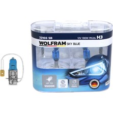 Wolfram Storozde Ampul 12V H3 100 PK22S Sky Blue Beyaz Işik