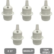 İtalyan Tip E27 Tam Dişli Duy Vidasız Geçmeli Bakalit Beyaz (250V-4A) 5 Adet