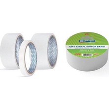 Gıpta 19mm x 3m Çift Taflı Köpüklü Bant 3 Parça Beyaz Renk Sarf Malzemeleri