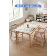 Rozitoys Montessori Çocuk Ahşap Oyun Etkinlik Çalışma Masası, 2 Sandalye Seti