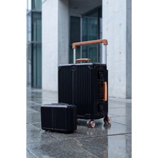 Zeplin Boxy Pc Policarbon 2'li Valiz Seti (Kabin ve Makyaj) Siyah-Kahve