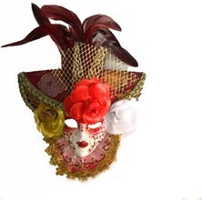 Skygo Güllü Dekoratif Seramik Maske Kırmızı Renk