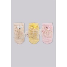Bross Tül Fiyonk Aksesuarlı Kız Bebek 3lü Patik Çorap ONL-02720