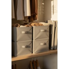 SER&YAT | Raf Düzenleyici 25 cm - Gri Impertex Kumaş | 4 Adet | Çelik Destekli, Katlanabilir Kıyafet Saklama Organizeri