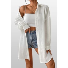 Tarz Cool Cool Kadın Siyah Oversize Gömlek