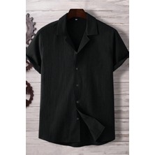 Tarz Cool Bej Yarım Regular Apaş Yaka Kısa Kol Müslin Kumaş Erkek Gömlek