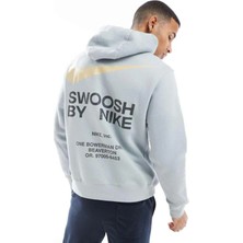 Nike Clup Swoosh Graphic Hoodie Erkek Gri Spor Sweatshrit