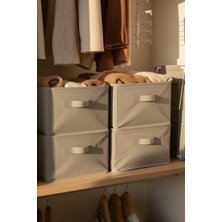 Raf Düzenleyici 30 cm - Gri Impertex Kumaş | 4 Adet | Çelik Destekli, Katlanabilir Kıyafet Saklama Organizeri