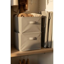 SER&YAT | Raf Düzenleyici 25 cm - Gri Impertex Kumaş | 2 Adet | Çelik Destekli, Katlanabilir Kıyafet Saklama Organizeri