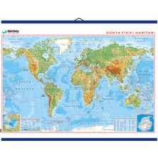 Edulab Dünya Fiziki Haritası 78 x 135 cm Plastik Çıtalı ve Selefon Kaplamalı