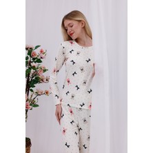 Arvin Pijama Kadın Yumuşak Dokulu Rahat Kalıp Uzun Kollu Örme Pijama Takımı