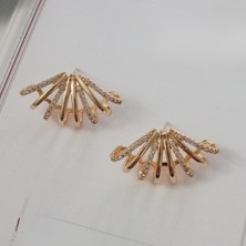 Lente Aksesuar Özel Seri Zirkon Taşlı Yelpaze Model Işın Küpe
