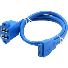 Motorobit USB 3.0 19-Pin Dişi Anakart Kablosu To Çift USB 3.0 Dişi Panel Tipi Kablo