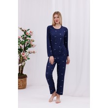 Arvin Pijama Kadın Yumuşak Dokulu Rahat Kalıp Uzun Kollu Örme Pijama Takımı