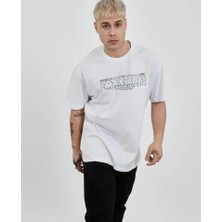 Veralya Unisex Bisiklet Yaka Baskılı Oversize Tshirt