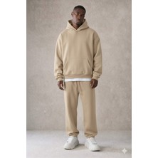 Tarz Cool Erkek Pamuklu Içi Polarlı Kapüşonlu Basic Relaxed Eşofman Takımı