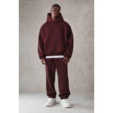 Tarz Cool Erkek Pamuklu Içi Polarlı Kapüşonlu Basic Relaxed Eşofman Takımı