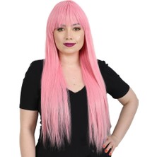 Zemira Uzun Kahküllü Fiber Sen Peruk / Şeker Pembesi