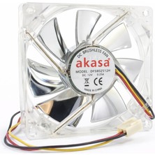Akasa 80X80X25MM 12V 0.25A Fan 3 Kablolu - Işıklı