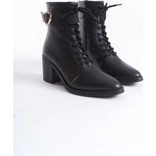 Manzo Cengelador Hakiki Deri Bağcıklı Fermuarlı Tokalı Yuvarlak Burun Bot