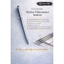 KarmaOfis Stylus Tükenmez Kalem | Gri Gövde | Dokunmatik Uyumlu Premium Metal Kalem
