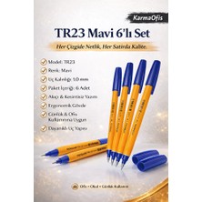 KarmaOfis TR23 Mavi Tükenmez Kalem 6’lı Set | 1.0 mm Uç, Akıcı Yazım, Ofis & Okul Kullanımı