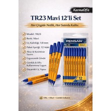 KarmaOfis TR23 Mavi Tükenmez Kalem 12’li Set | 1.0 mm Uç, Akıcı Yazım, Ofis & Okul Kullanımı