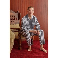 REN Gaffur Pijama, Çizgili Pijama, %100 Pamuk, Poplin Dokuma