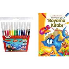 Fatih Keçeli Kalem 12LI ve Farklı Boyama Kitabı 1 Er Adet 2 Li Set