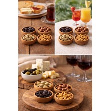 Seymen Bıçakçılık 4’lü Bambu Çerezlik Seti 9x9 cm – 4 cm Yükseklik – Doğal Ahşap Sunum Kasesi