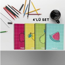 KarmaOfis A5 Spiralli Meyve Konsept Defter 40 Yaprak 4'lü (Tamamı Çizgisiz)