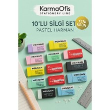 KarmaOfis 10’lu Silgi Seti – Pastel Harman Renkli ve Estetik Kullanım İçin İdeal