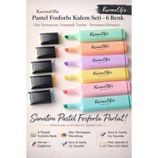 KarmaOfis Pastel Fosforlu Kalem Seti 6 Renk | Göz Yormayan Mürekkep | Akmaz Dağılmaz