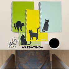KarmaOfis A5 Spiralli Kedi Konsept Defter 40 Yaprak 4'lü (Tamamı Çizgisiz)