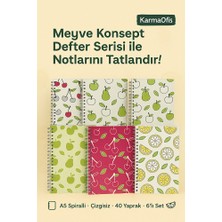 KarmaOfis A5 Spiralli Meyve Konsept Defter 40 Yaprak 6'lı (Tamamı Çizgisiz)