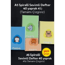 KarmaOfis A5 Spiralli Sevimli Defter 40 Yaprak 4'lü (Tamamı Çizgisiz)