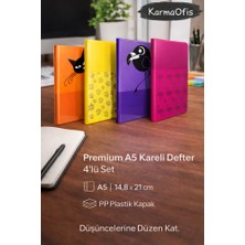 KarmaOfis Premium A5 Kareli Defter 4’lü Set | Pp Plastik Kapak, Dayanıklı ve Şık Tasarım
