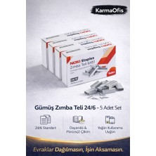 KarmaOfis Gümüş Zımba Teli 24/6 – 5 Adet Set | Dayanıklı, Pürüzsüz Çakım Ofis Zımba Teli