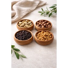 Seymen Bıçakçılık 4’lü Bambu Çerezlik Seti 10X10 cm – 4 cm Yükseklik – Doğal Ahşap Sunum Kasesi